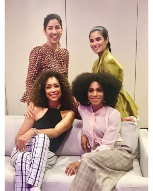Kelly McCreary Instagram - How you feel when you’re on your way to share the mic with [swipe] @iamginatorres @dianexguerrero @stephaniebeatriz and @sarahshahi to discuss “Redefining Stereotypes: Diversity and Representation in Hollywood,” on a panel moderated by UCLA’s Teri Schwartz, at the @wrapwomen #PowerWomenSummit. We shared our experiences navigating this entertainment industry space as women of color. There is something so empowering about taking these conversations out of our living rooms and group chats and sharing them in a public forum, where we find even more support, allyship and co-conspirators, and can continue to build coalitions to make systemic change. Thank you @thewrap for bringing us together! (🎥: by @marjthestylist who has so many talents it’s not even fair)