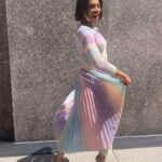 Kelly McCreary Instagram - Felt like a sweet rainbow confection for @tamronhallshow last week in NYC! Credits: @elizabeth.semande @marjthestylist @andriamichellebush and @n.colebueno 🌈🦄✨