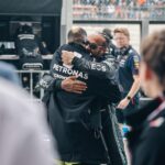 Kid Cudi Instagram - 🙏🏾💕✌🏾 Such a blessing seeing my guy do his thing today. Lewis, U are a very special human, it was truly an honor. Congrats on an epic race my friend. Looks like im hooked, ima have to start watchin more races. Gotta support u brother, the love is mutual. Thank u for takin care of us man!! Enjoy that MOTR pack!! @mercedesamgf1 @lewishamilton