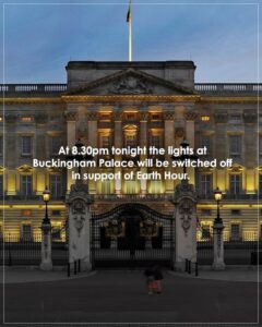 King Charles III of the United Kingdom Instagram - 🌍 At 8.30pm tonight the lights at Buckingham Palace and Windsor Castle will be switched off in support of #EarthHour. The initiative is being organised by @wwf to raise awareness of environmental issues. Join us for 60 minutes and give an hour for Earth. #BiggestHourforEarth