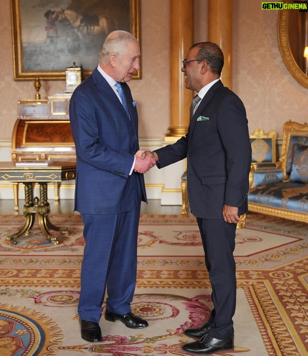 King Charles III of the United Kingdom Instagram - This week, The King held a number of Audiences at Buckingham Palace. 🌏 On Wednesday, His Majesty welcomed His Excellency Mohamed Nasheed, Secretary-General of the Climate Vulnerable Forum. The forum brings together 58 of the countries most threatened by climate change - representing 1.4 billion people worldwide - to build cooperation, knowledge and awareness around environmental issues. 🇲🇩 🇧🇮 Yesterday new Ambassadors from Moldova and Burundi presented their credentials to The King. 📜 ‘Credentials’ are the diplomatic letter from the Ambassador’s Head of State confirming his or her appointment to their new post.