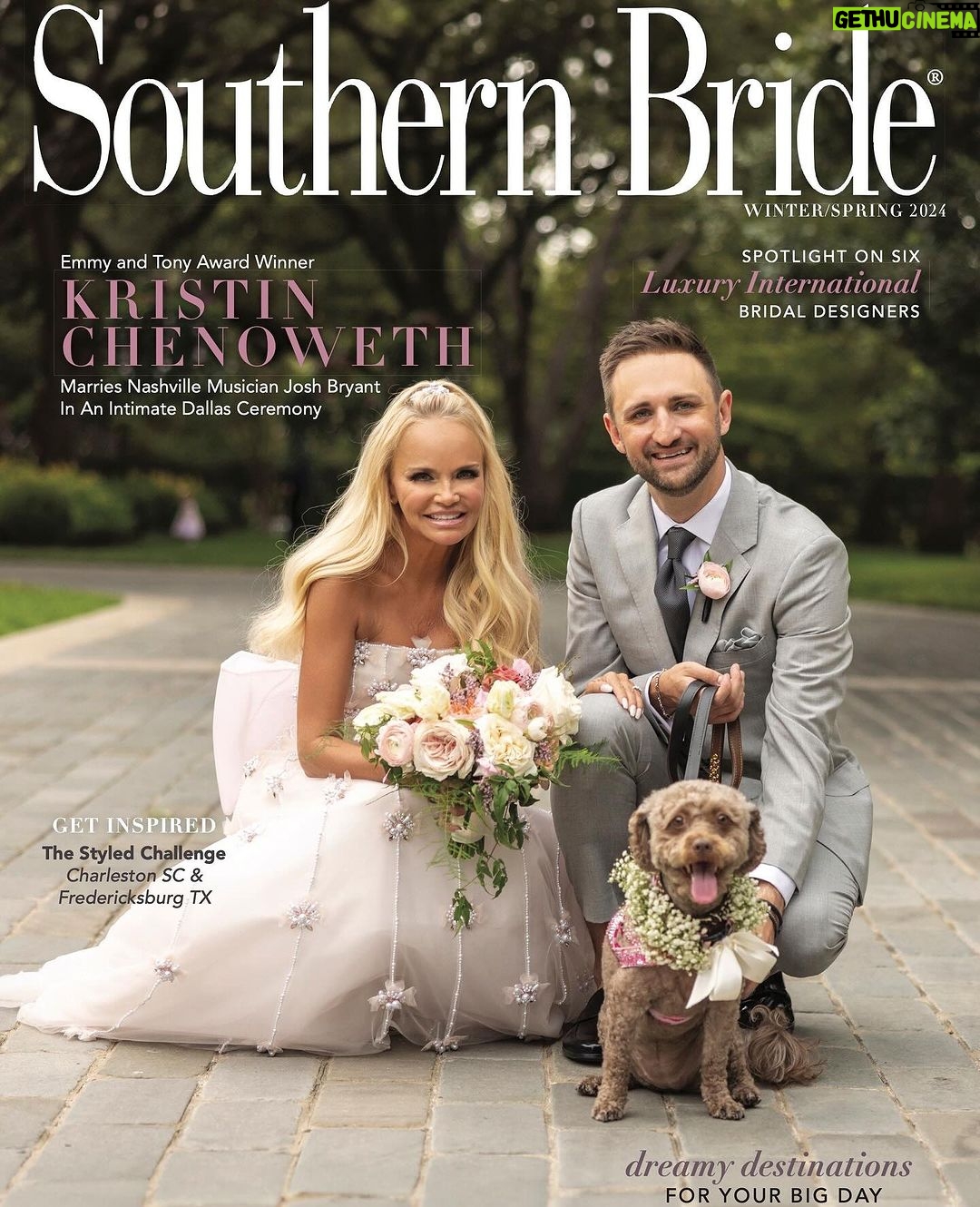 Kristin Chenoweth Instagram - Southern Bride’s beautiful ✨Spring 2024 cover✨ is HERE, featuring Tony and Emmy-winning, Broadway star, Kristin Chenoweth who married Josh Bryant in a gorgeous blush floral garden wedding in Dallas, Texas. Kristin first met Josh in 2016 when she hired his band, Backroad Anthem, to perform during her niece’s wedding reception. They quickly became best friends who loved to write and play music together, and before long she knew he was the one that she couldn’t ever let go. Full story inside! Get your copy at southernbride.com. Also in this issue: 🤍Exclusive Interview with Kristin Chenoweth 🤍 Inspo from @StyledShootsbySouthernBride + more 🤍 8 Beautiful Real Wedding Stories 🤍 16 @romanticdestinationstravel Locations Revealed 🤍 6 International designer spotlights 🤍 Our Favorite Southern Venues 🤍 Just Married Announcements 🤍 Wedding Vendor Directory . . Event Planner + Designer: @crystalfrasierweddings Photographer: @dalebenfield Videographer: @bsrweddingfilms Caterer: @thecfexperience_ Florist: @davidkimmeldesign Stationery: @stampedpaperco Gown: @pamellaroland Heels: @jimmychoo @christianlouboutin Suit: @jcrew Groom’s Shoes + Belt: @prada Beauty: @jillcady_makeup Rentals + Decor: @centerstage_floors, @toptiereventrentals @bbjlatavola @partydallasrentals @absolutelighting Entertainment: @jerrymowerymusic Napkins, Stickers, Welcome Notes, Favor Bags: @theessentialmkt Bride + Groom: @kchenoweth @joshbguitar #kristinchenoweth #joshbryant #glinda #wicked #backroadanthem #springwedding #broadwaybride #celebwedding #broadway #springbride #dallaswedding #dallasbride #texaswedding #texasbride #GoodNewsShesWED #TossToss