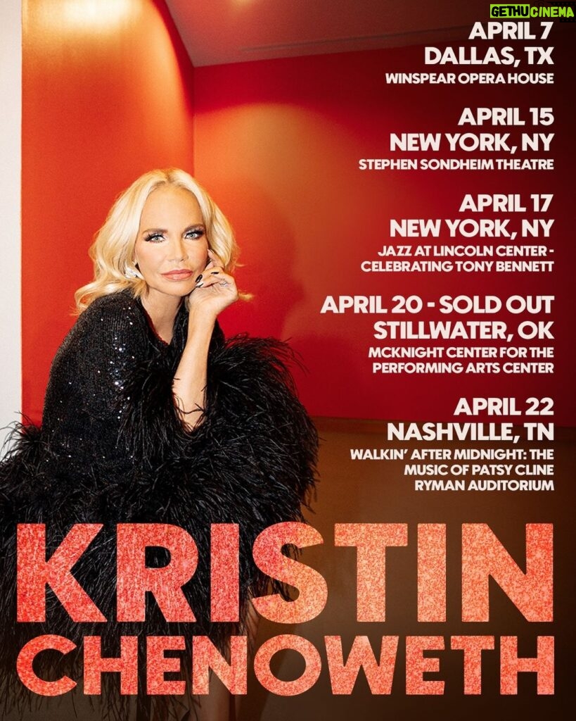 Kristin Chenoweth Instagram - April shows ✨ Where will I see you?! Get tickets at the link in my bio ❤️ 📸: @drewxphotograghy