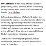 Lacey Chabert Instagram – I’m so excited to expand my relationship with @hallmarkchannel in bringing their first unscripted show to life! It’s been such a joy to celebrate people who are heroes in their communities alongside our extraordinary event planners @lapartystylists 
I can’t wait to share this show with you next year on @hallmarkmoviesnow 🎉