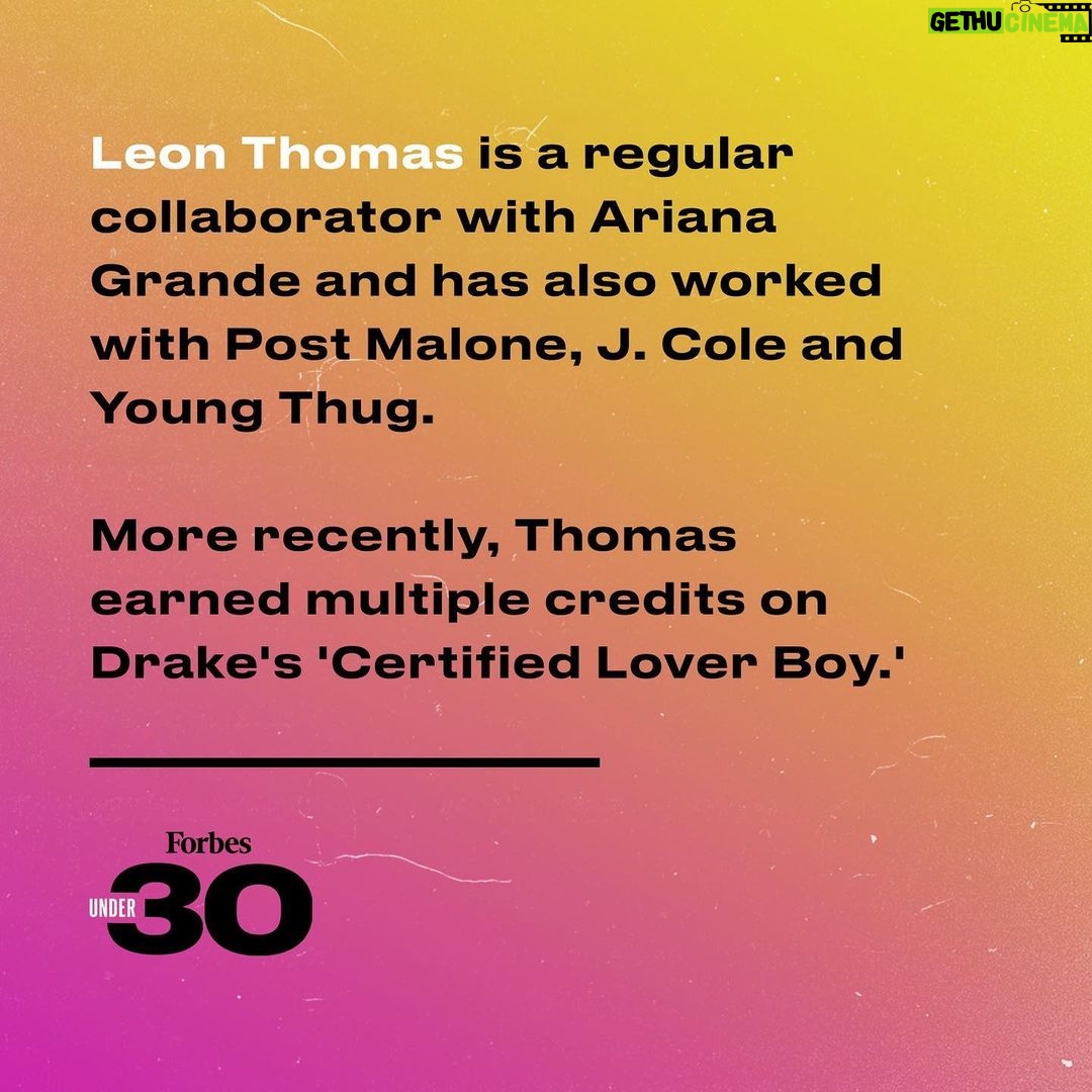 Leon G. Thomas III Instagram - I’m feeling super blessed this morning. I want to send a big thank you over to the @forbes. I’ve always aspired to be on this list. I also want to thank @isla.mgmt. This is a dream come true. #forbes30under30