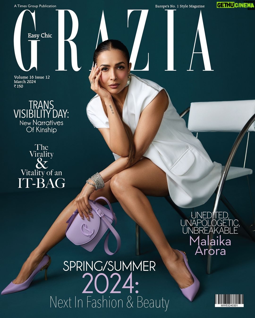 Malaika Arora Instagram - Malaika Arora is living under the arc lights and loving it – because when you love what you do, there can’t be any good reason to stop. For our March issue, the spring/summer trend report comes at the fore as we take you through what’s in and what’s out. Malaika is wearing a waistcoat, skirt, both 431-88; stud earrings, H&M; stackable bracelets, Radhika Agrawal Jewels; ‘Loubi54’ crossbody small bag, ‘Ginko’ pumps, both @louboutinworld Photograph: Taras Taraporwala Fashion Director: Pasham Alwani Words: Mehernaaz Dhondy Hair: Marcelo Pedrozo at Toabh Talents Make-up: Riddhima Sharma at Entourage Talents Assisted by (styling): Nishtha Parwani Fashion Intern: Anushka Sapkal Production Assistant: Yusuf Lokhandwala Artist's PR: Bazinga Entertainment #GraziaIndia #MalaikaArora #ChristianLouboutin #Malaika #MarchCover #2024 #2024Cover