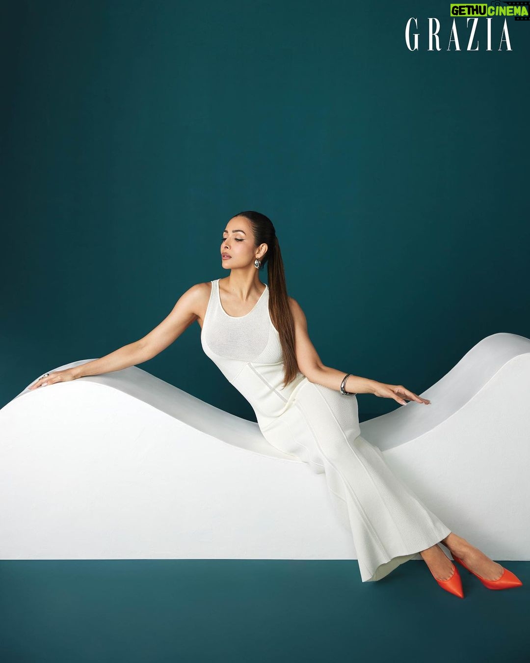 Malaika Arora Instagram - Arora has always been about the balance and that extends to her social media persona as well. “It’s important to not get swayed given the pressure around you. You get so much love and attention that you can get carried away by what’s happening. How much you want to put out there or rather how much is necessary, is in your hands. It has to be just the right dose, somewhere what I put up out there has to be fun and silly, but it also has to be from an inspirational side. I want to put that voice or message out there – as a single mother, as a working mother, a woman who decided to work post-motherhood or then having a certain trajectory throughout. You can actually say that you can balance your life, and yet pursue a dream or hobby and a career – it’s all doable.” Malaika is wearing a knitted dress, sculpted metal bangle, both H&M; hoop earrings, Shashi at Tanzire; stackable rings, both Viti Mittal; ‘Loubi54’ crossbody small bag, ‘Sporty Kate’ heels, both @louboutinworld Photograph: Taras Taraporwala Fashion Director: Pasham Alwani Words: Mehernaaz Dhondy Hair: Marcelo Pedrozo at Toabh Talents Make-up: Riddhima Sharma at Entourage Talents Assisted by (styling): Nishtha Parwani Fashion Intern: Anushka Sapkal Production Assistant: Yusuf Lokhandwala Artist's PR: Bazinga Entertainment #GraziaIndia #MalaikaArora #ChristianLouboutin #Malaika #MarchCover #2024 #2024Cover