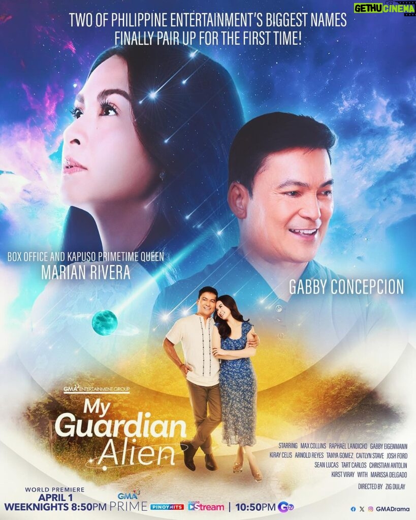 Marian Rivera Instagram - Two of Philippine entertainment's biggest names finally pair up for the first time! Catch the much-anticipated comeback of our Kapuso Primetime Queen Marian Rivera as she pairs up with Gabby Concepcion for #MyGuardianAlien. World premiere this April 1, 8:50 PM on GMA Prime.