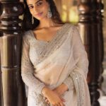 Meenakshi Chaudhary Instagram - Still in my saree era 🥹🤌🏽❤️ . . . . Wearing: @anushareddy.couture Jewellery: @alluringaccessories.a2 Style by : @stylebyannapurna Team : @i.Deekshasetti Makeup : @nehabagga21 Hair : @chinnisrinu_stylist Clicked by: @the_pixel_farmer Aaromale