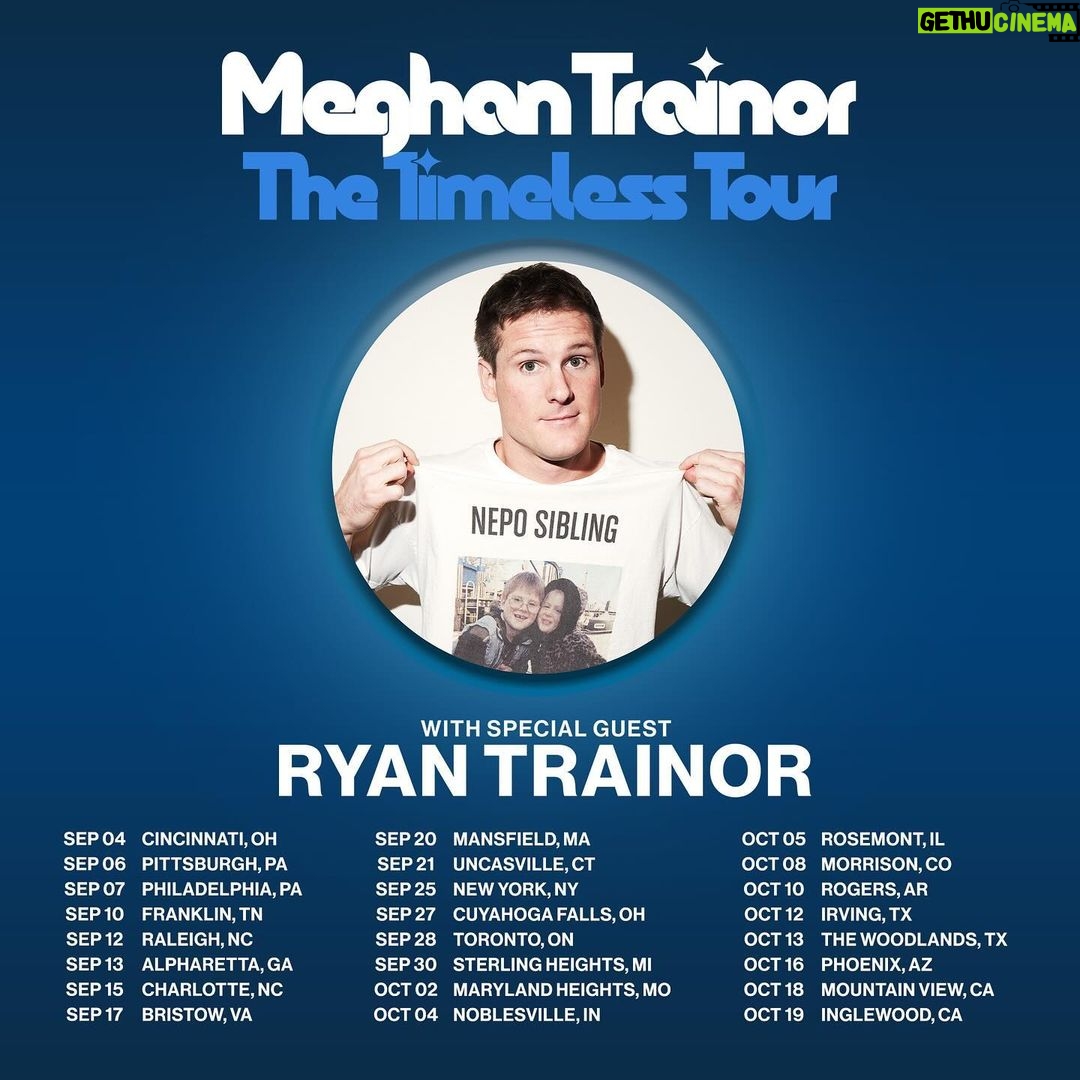 Meghan Trainor Instagram - I am finally going back on tour!!! Come see me on The Timeless Tour this fall 💙 Tickets on-sale Friday, March 22nd! Sign up for pre-sale on meghan-trainor.com and follow me on @tiktok for early access to tickets. Link in bio