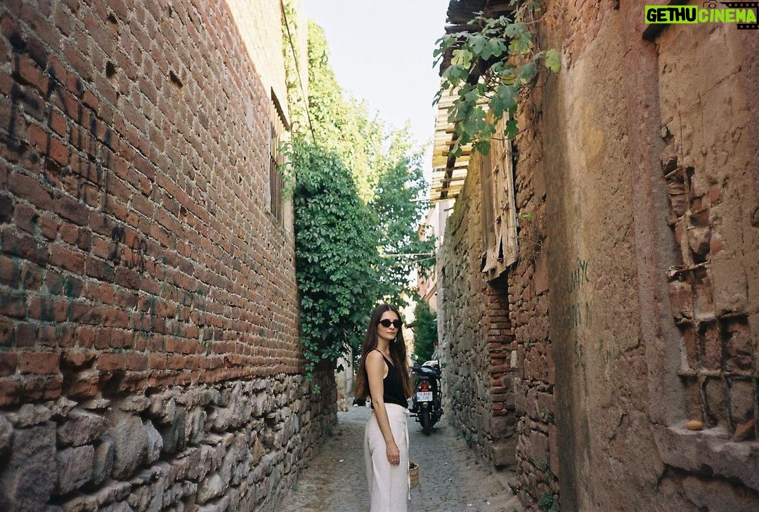 Meriç Aral Instagram - spotify ve @ayseardaral in analog karneleri dagitildi; biz de uzerimize duseni yaptik. dogu-bati sentezi gibi durdugum bu fotograf aslinda ege-serum sentezi ve harika bir ayvalik anisi 💚🦥