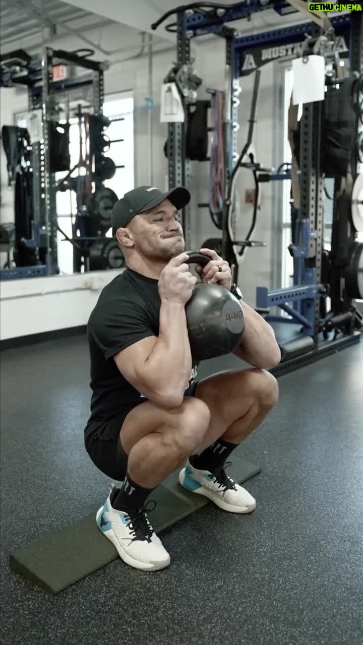 Michael Chandler Instagram - #workoutoftheday - after all these years of working out, I’m still finding new movements I am passionate about. These heel-elevated goblet squats are 🔥 and coupling them with a seated strict overhead press was a doozy. Getting the entire body involved on this superset. - Walk On. - See you at the top!