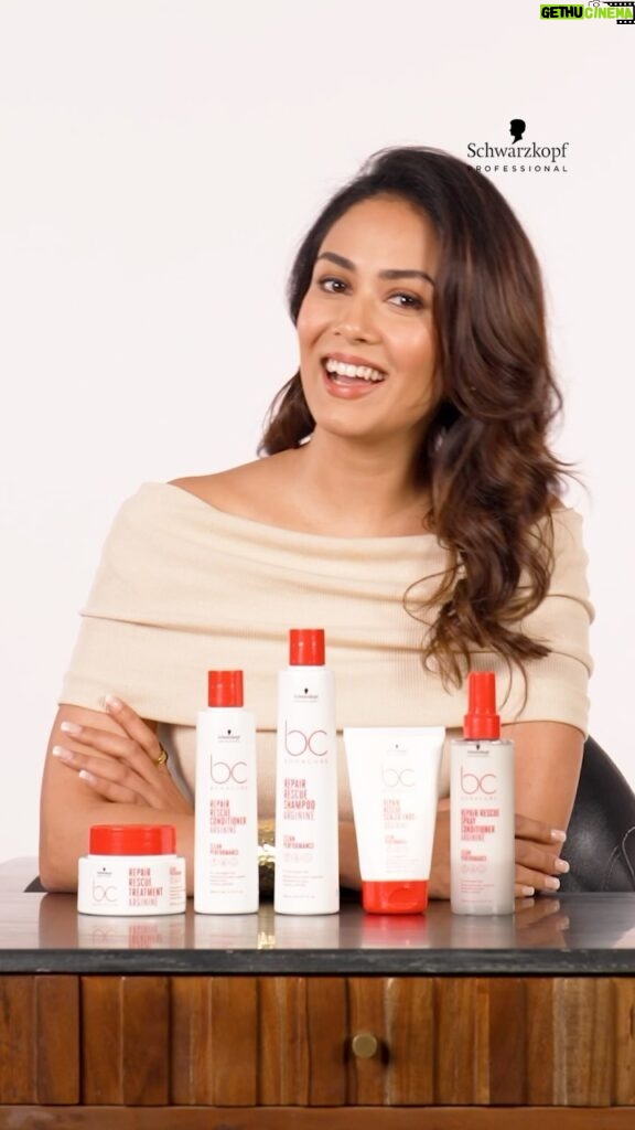 Mira Rajput Instagram - Whether I’m styling or shooting for long periods of time, the Repair Rescue Range by Bonacure is my #1 choice for a quick hair refresher. It offers clean performance, reverses damage, and reduces product build-up without leaving any residue behind. This Arginine-infused care range revitalises my hair like no other. Check out all my hair care must-haves from the range and choose your pick to care for your hair this summer. Now that you know the secrets to my hair, what’s stopping you from trying it yourself? 😉 #HairEssentials #SchwarzkopfProfessional #HairCare #Bonacure #BCWeCare #BC