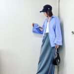 Mirei Kiritani Instagram - 少しだけ秋の予感がするね。まだまだ暑いけど少しずつ秋服を🍂側面がガッツリ空いてて今時期ぴったりの換気袖☺️ shirts: #nave skart: #maisonspecial