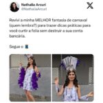 Nathalia Arcuri Instagram - AH-QUE-FOLIA 🥳 Bloquinho das Me Poupeiras! e Me Poupeiros! é pra todo mundo que quer curtir o Carnaval sem gastar muito, com o dinheirinho carimbado 😎 Vale chamar geral pra essa festa e pra conferir 2 listinhas que separei com dicas pra economizar, seja pra quem for cair na folia, ou ficar em casa tranquilo. Essas dicas não são só pra você salvar, é pra compartilhar com todo mundo. Então já manda as dicas da prof Nath pros seus amigos ficarem espertos 💜