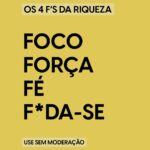 Nathalia Arcuri Instagram – Como ATIVAR os 4 F’s da riqueza no dia a dia em 2024:
✅FOCO: O foco é em VOCÊ! Pergunte pra si: Quais são os seus desejos? Onde você quer chegar? Com quem você convive? O que você consome de informação?
✅FORÇA: Depois de ter focado em você e analisado sua vida, o que você precisa mudar? O seu propulsor tem que ser a força, a coragem pra tomar essas decisões.
✅FÉ: Não tô nem falando de religião não. É fé no sentido de acreditar: em você, nas pessoas, no lado positivo da vida. Isso pode te ajudar a ter força.
✅F*DA-SE: Bem, esse é autoexplicativo, mas é bom reforçar: Depois que você tem FOCO em você mesma, decide o que você quer, tem FORÇA pra fazer o que precisa ser feito e tem a FÉ como seu combustível, de resto, f*da-se pra quem te critica!
Eles fazem parte da minha vida e foi graças a eles que eu pude dar aquela “guinada” na carreira, pedir demissão, criar a Me Poupe! e conquistar a minha independência financeira.
O primeiro vídeo que eu falei sobre os 4 f’s foi lá em 2016 no canal e desde então teve 10 edições de jornada, teve livro, teve curso e milhares de conteúdos para que isso entrasse na sua cachola e pudesse mudar a SUA vida como mudou a minha.
Não é magia, é método, testado e aprovado em milhares de cacholas!
Em breve, ainda melhor, organizado e acessível pra qualquer pessoa que tenha SEDE DE CONHECIMENTO.
Salva esse post pra ler sempre quando precisar reforçar a mentalidade da riqueza 🫰