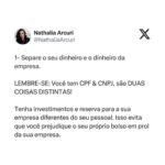 Nathalia Arcuri Instagram - Nossa, Nath! Mas tô só começando. Preciso realmente pensar nisso? Você está criando uma fonte de renda, lembre-se disso. É a sua empresa! É preciso profissionalizar ao máximo, ou vai se tornar apenas um passatempo caro. Segundo o relatório da Global Entrepreneurship Monitor (GEM) 2022, realizado pelo Sebrae e pela Associação Nacional de Estudos em Empreendedorismo e Gestão de Pequenas Empresas (Anegepe), 67% da população adulta estava envolvida com o empreendedorismo. Parte desse número são potenciais empreendedores, o que fez com que o Brasil ocupasse o 2º lugar nessa categoria, ficando atrás somente da Índia, no ano do relatório. Somos empreendedores natos 😎 Mas, claro, apesar do brasileiro ter essa alma de negócios, só a alma não sustenta uma empresa. É preciso adquirir conhecimento e aplicar no dia a dia pro empreendimento dar certo! DITO ISSO… Arrasta pro lado pra ver as 5 dicas que separei pra você, imprime, cola em todo lugar da casa pra não esquecer e já manda para as autônomas/autônomos MEIs e donas e donos de empresas que precisam ler isso👇