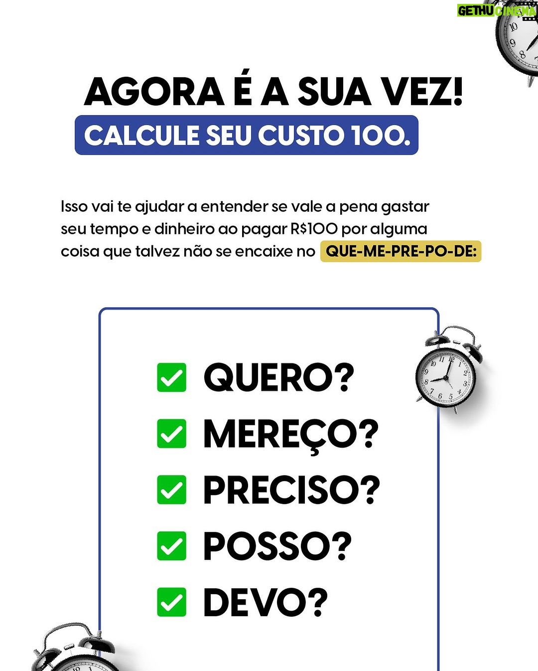 Nathalia Arcuri Instagram - Se você for parar pra pensar, o dinheiro só é valioso porque o custo dele é o SEU TEMPO. A sua VIDA. Profundo, né? Eu sei, mas é a realidade pra gente colocar a cachola pra pensar em como agimos com nosso dinheiro. Por isso, a técnica que eu criei do custo 100 é muito importante pra você entender o VALOR REAL de tudo o que você consome. O custo 100 serve pra entender quanto tempo você precisa trabalhar pra ganhar R$100. “Mas, Nath, eu já sei o custo da minha hora, pra que saber de R$100?” Porque o chicote na sua b*nda vai ser mais forte tendo uma visão maior de valor, criatura 🤯 1º) Pra começar, saiba o valor total da sua renda. Se for autônomo, faça a média dos 3 últimos meses de ganho. Se for CLT, dá uma olhadinha no seu contracheque com os impostos já descontados. 2º) Arrasta pro lado pra ver como é fácil fazer esse cálculo com a minha fórmula mágica. Tem até exemplo prático nesse post. Descobriu quantas horas você tem que suar seu sovaco pra ganhar R$100? Então, da próxima vez que for comprar qualquer coisa, primeiro verifique a regra do QUE-ME-PRE-PO-DE pra saber se vale a pena ou não desembolsar um ou mais peixinhos 👀
