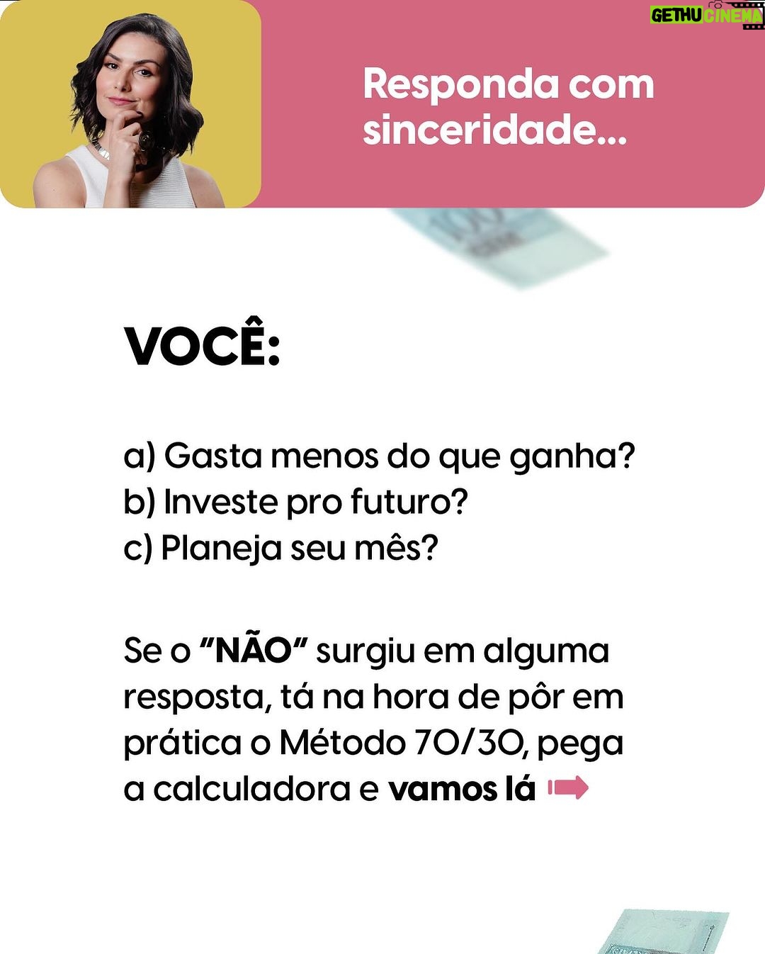 Nathalia Arcuri Instagram - Me diz uma coisa: você se planejou financeiramente pra passar o mês ou ainda tá na torcida pra tudo dar certo? 🤔 O 5º dia útil do mês é amanhã e, se você vai receber seu salário, é preciso se preparar para tomar boas decisões com esse dinheiro que vai entrar na sua conta. Eu preparei aqui nesse post um esqueminha explicando o método 70/30, que já mudou a vida de milhares de pessoas, pra te ajudar a entender o que fazer com seu próximo salário. Já pega a calculadora e bora colocar a casa em ordem! “Mas, Nath, é impossível me encaixar nesses valores 😔” Eu sei que não é uma tarefa fácil, então você precisa se perguntar: - estou vivendo um degrau abaixo? - onde posso cortar os gastos? - como posso ganhar mais ou fazer uma renda extra? Pode ser uma combinação de todos eles. E, como uma boa prof, claro que eu não ia te deixar na mão. Além de diversos conteúdos no canal da @mepoupenaweb sobre renda extra e investimentos, tem um planner TOTALMENTE COMPLETO E GRATUITO no link da minha bio pra te ajudar com a organização mensal. Clica lá, baixa o seu e compartilha com todo mundo que você quer ver bem 💜