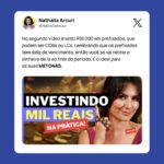 Nathalia Arcuri Instagram - Dinheiro parado no bolso (ou na poupança) é sinal que você precisava desse conteúdo 😎 Quem acompanhou a série de vídeos que eu fiz sobre como investir com R$100, R$1.000 e R$10.000? Hoje saiu o último vídeo, ensinando como e onde investir R$100 mil! 😱 E, pra quem prefere um resuminho mastigado, hoje eu preparei esse post com as 4 dicas que eu dei nos vídeos. Mas é bom ressaltar que vale a pena assistir lá no canal da @mepoupenaweb a série completa, porque tem muito detalhe que você precisa estar atenta ou atento. Inclusive no vídeo eu invisto na prática o dinheirinho pra você ver como funciona o passo-a-passo! Então, depois de conferir esse resumo, corre lá no canal pra fazer uma Nathflix na série completa!