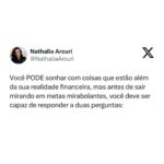 Nathalia Arcuri Instagram - Enfim, 2024 chegou! 🥳 E, pra todo começo de ciclo, a gente PRECISA recapitular o que já aconteceu pra APRENDER e melhorar quem somos e o que faremos com nós mesmos. Pra toda meta, você tem que ter disciplina e prazo. A disciplina te ajuda a se organizar e os prazos te dão o limite que é necessário pra definir quando agir pra alcançar seu objetivo. E, fazendo assim com suas metas financeiras, fica muito mais fácil chegar num sonho que antes era impossível de realizar. Em 2024, SONHE ALTO. Sim, você pode e deve fazer isso. Mas parta para a ação. Sonhar só por sonhar não leva ninguém a lugar algum. Adapte o que você precisa fazer e os prazos pra realizar esse sonho de acordo com a sua realidade. Só não deixe pra começar em 2000 e lá vai ano. Aproveite o novo ciclo de 2024 pra investir em suas metinhas, metas, metonas e metazonas. Eu sei (e você também sabe) que você é capaz. Comece agora baixando o Planner Financeiro no link da minha BIO🫰