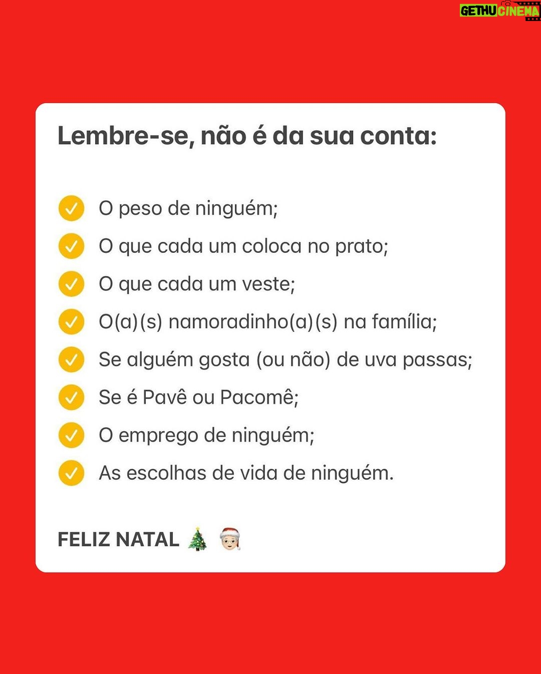 Nathalia Arcuri Instagram - O NATAL VEM VINDO…E AS TRETAS TAMBÉM! Mas, pra toda treta, tem uma resposta Nath pistola pra você dar. 😎 Se você nesse último ano, saiu do grupo de Whatsapp da família ou foi embora de algum almoço por divergência de opiniões, tenho uma notícia: A ceia de Natal vem aí. Além de só entrar em Amigo Invisível com orçamento estabelecido e respeitar o orçamento (por favor!), pega essa lista de respostas das MENTES MAIS DESF*DIDAS DO BRASIL. É pra tá na ponta da língua na hora da ceia, ein? Comenta aqui uma resposta afiada pras Me Poupeiras! e Me Poupeiros! se inspirarem nessa Noite Feliz 🎄👇 Terra Da Uva Passa