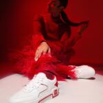Nathalie Odzierejko Instagram - Merci de m’avoir donné carte blanche (et rouge) pour ces nouvelles baskets Astroloubi @louboutinworld ❤️🤍 #ChristianLouboutin Collaboration commerciale