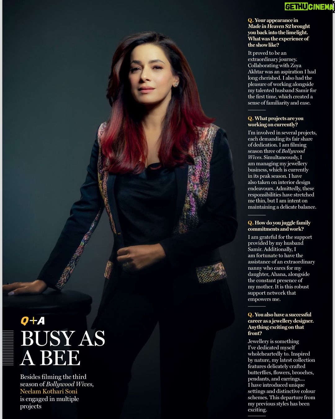 Neelam Kothari Instagram - Thank you @indiatoday for this lovely piece and always great chatting with you @rupalidean ❤️ Grab your copy now!