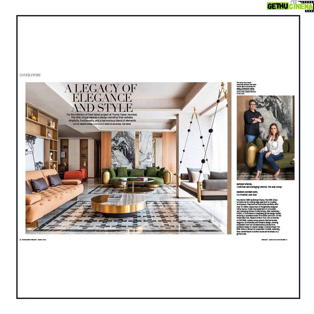 Neelam Kothari Instagram - Pleased to share that our project 69 Trump Tower has graced the cover of GoodHomes magazine. Chairman & Managing Director of The BNK Group, Behzad Kharas and co-founder of LINK BNK, Neelam Kothari Soni, weigh in on the making of this marvel. The meticulously planned residence consciously emphasises form and function, weaving a design narrative that radiates simplicity, functionality, and a harmonious blend of elements. Special thanks to Vanita Arora for the magazine feature and Aaditya Kulkarni from PHX India for capturing stunning images. We also extend our thanks to Editor-in-chief, Ronita Italia and Avril D'souza for making this possible. #TheBNKGroup #LinkBNK #InteriorDesign #TrumpTower #GoodHomes #TopInteriorDesigners #InteriorandArchitecture #InteriorDesigners #MagazineFeature #LuxuryInteriors #thebnkfactor #luxuryInteriorDesigners #Luxuryhomes #workspaces #Mumbai #Dubai #UAE #MiddleEast #Africa