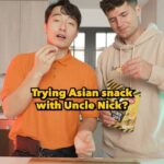 Nigel Ng Instagram - Trying Asian snack with Uncle @nick.digiovanni 🍙🥢 HAIYAA or FUIYOH? Any niece and nephew got the buttons? Tag and show Uncle Roger how you use them 🟠