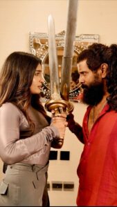 Niharika Nm Instagram - I taught my student very well ⚔️🥰 PS: Full credit for everything you see in this video goes to Vikram Sir. It was mostly his vision. This man is something else 🥺🫶🏻 Okay now y’all please go get your tickets for this blockbuster quickly quickly 😌 https://bookmy.show/Ponninyin-Selvan-2