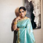 Nikhila Vimal Instagram - "May the diyas illuminate your life with happiness, the rangoli bring vibrant moments, and the sweets sweeten your celebrations. Happy Diwali to you and your family! 🪔🌟 #DiwaliCelebration #FestiveJoy" Saree: milandesignkochi jewels:@bhimajewellersme photographer :@fahil_hakkim styling: styledbysmiji Makeup: @makeover_by_meeraaj Sareedraping: @sculpteddraping