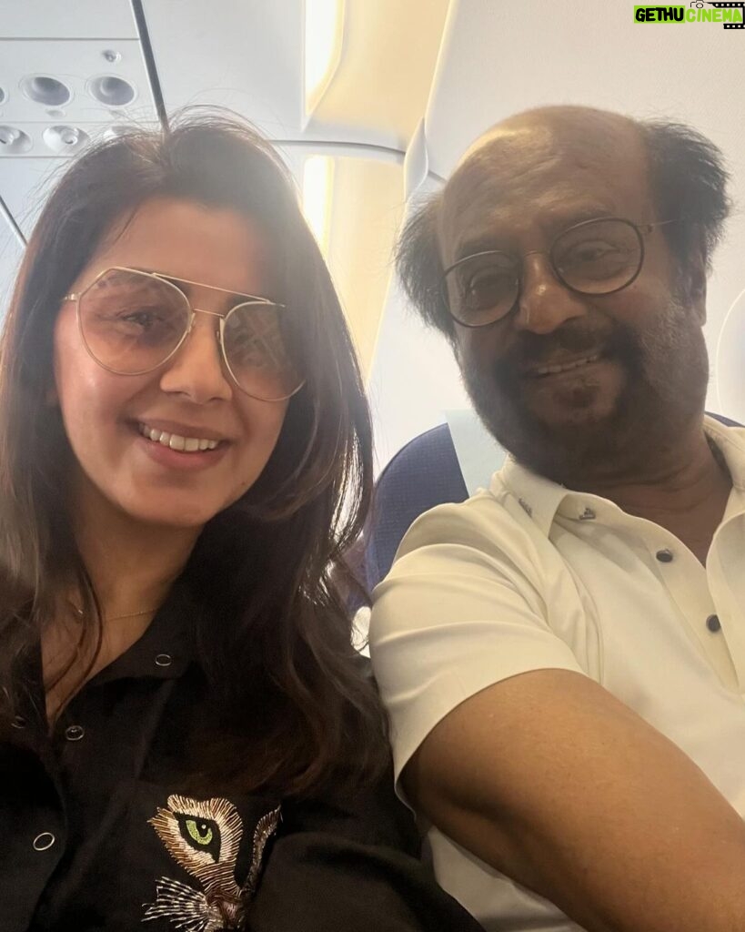 Nikki Galrani Instagram - By far my best flight ♥ P.S : The little fan girl within me couldn’t stop grinning the entire time 😬 #ForeverFavorite #Thalaiva