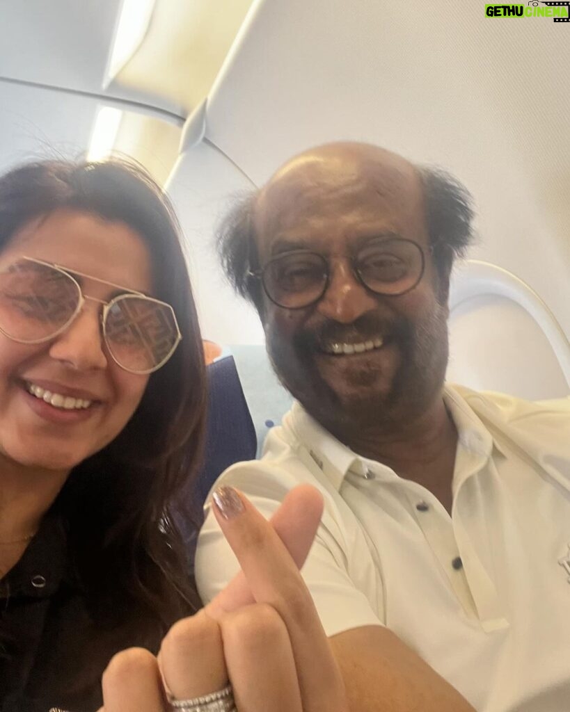 Nikki Galrani Instagram - By far my best flight ♥️ P.S : The little fan girl within me couldn’t stop grinning the entire time 😬 #ForeverFavorite #Thalaiva