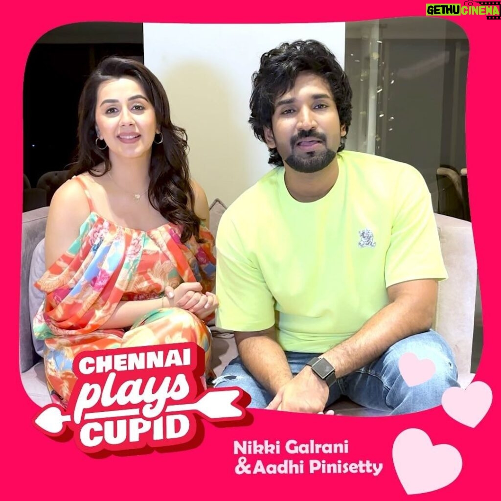 Nikki Galrani Instagram - #ChennaiPlaysCupid: @aadhiofficial and @nikkigalrani share that Chennai played an important part in their relationship Share how your city played a role in your love story and stand a chance to be featured & win vouchers* Click the link in bio to get started! *T&C apply