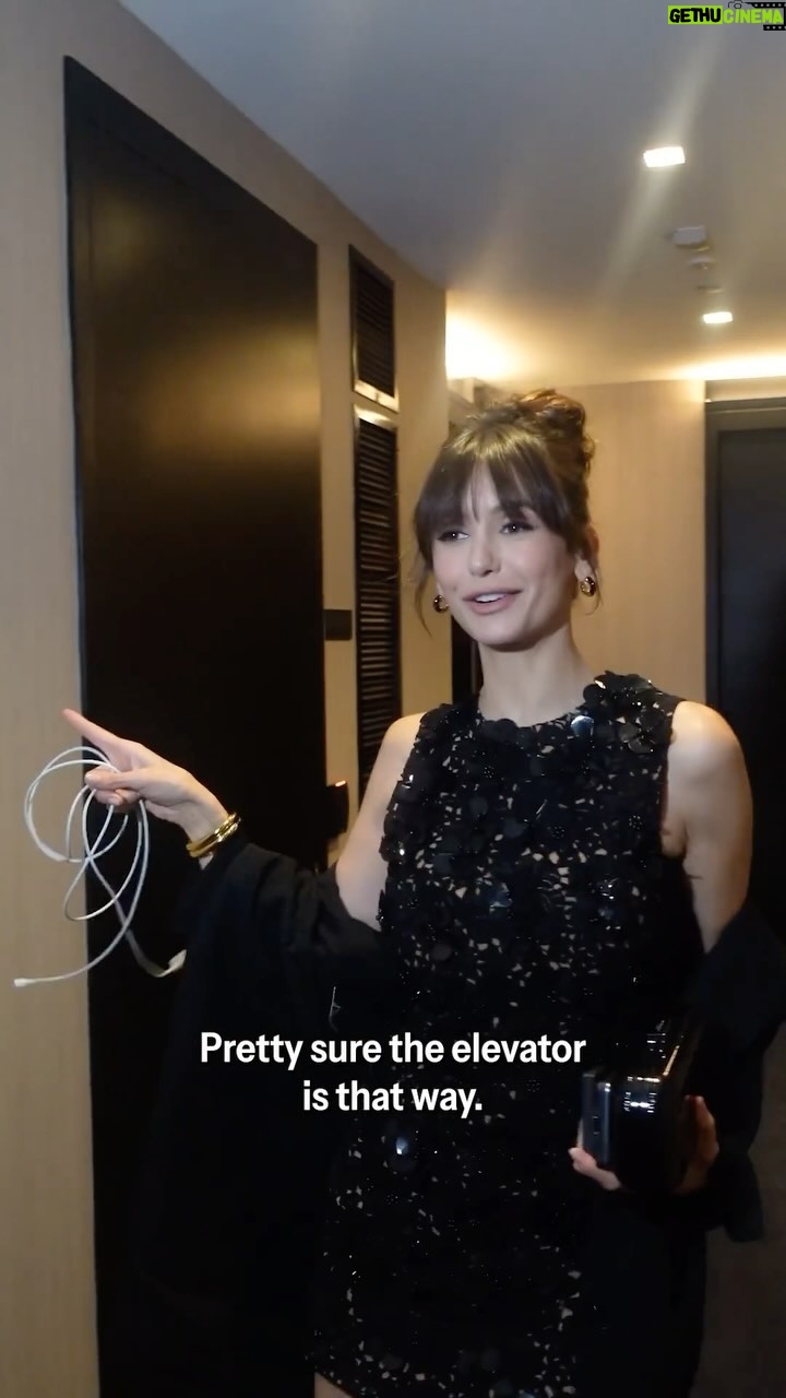 Nina Dobrev Instagram - Nina Dobrev understood the assignment with this sparkly black ensemble for #NYFW. π Earlier this week, we got to spend some time with the actress as she got ready for the Michael Kors show. Director: @ali.farooqui23