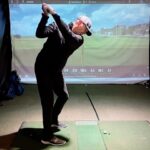 Paddy McGuinness Instagram - Shite weather today so did a spot indoors with @markpillinggolfcoaching Not swung a bat in anger for over a month! Working on a steady 8 iron, usually in the 160’s and most definitely in the bunkers!!! #indoors #golf #coaching