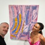 Pearl Thusi Instagram - Artists posing with art. Always a treat seeing you buddy. @russelltovey . Lovely meeting you @pamevelyn . Still wrapping my mind around your sisters name being pearl, and my sisters name being Pam. Is this a parallel universe? Thank you for having me @pacegallery 🤍 Look at my m’khaba 🤍 I’ve never been so carefree in a while! 🥹 Kwazekwamnandi. London, England, UK