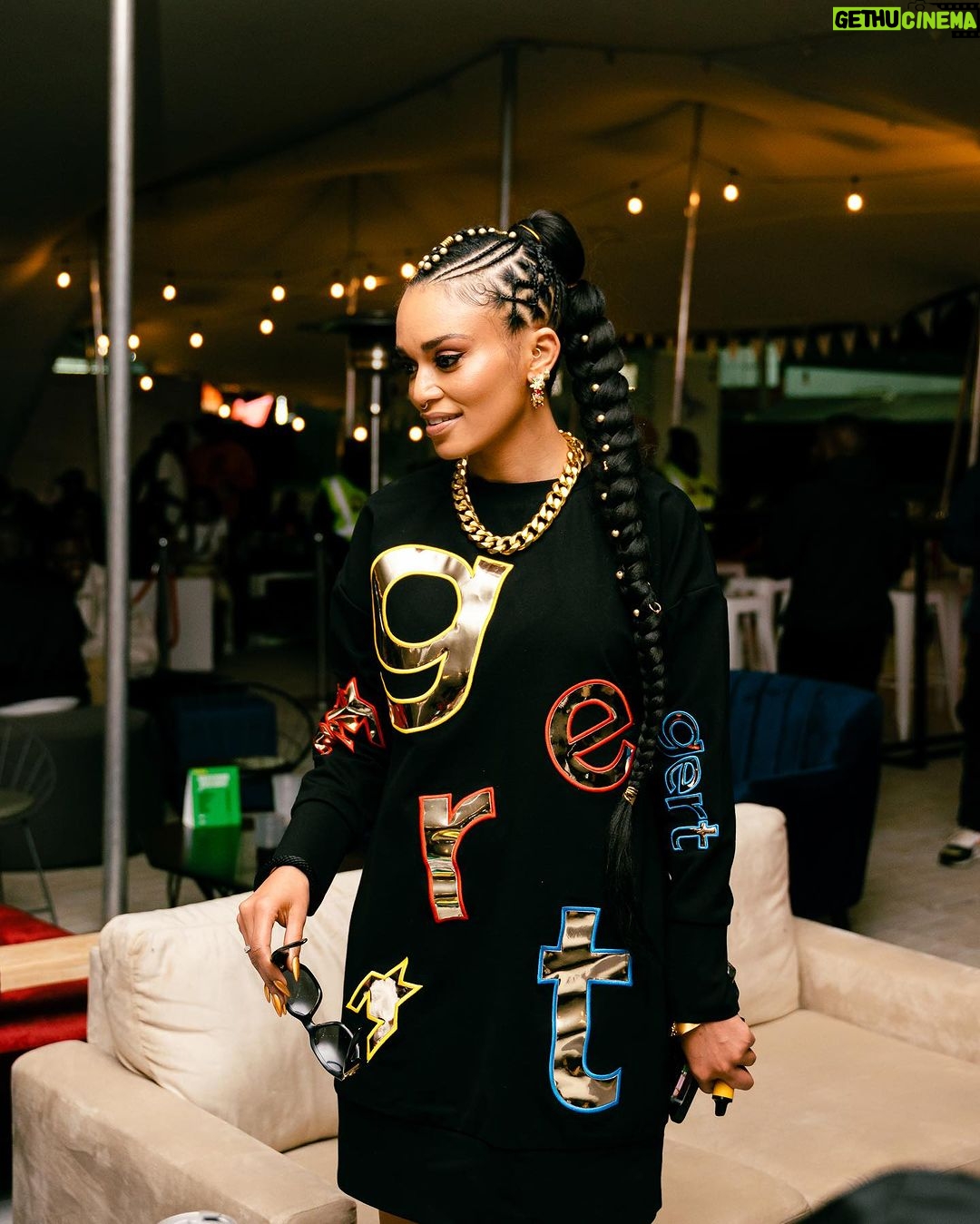 Pearl Thusi Instagram - Cotton fest was a big vibe. Threads by @gertjohancoetzee 💛👌🏽 📸 @ajayxphoto