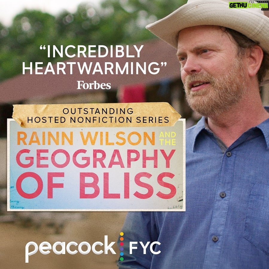 Rainn Wilson Instagram - Have you checked out Rainn Wilson and The #GeographyofBliss yet? All episodes are streaming now on @peacock. Hoping you find your bliss! #FYC