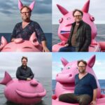 Rainn Wilson Instagram - Legendary author / artist @mishablaise created / prompted some delightful Rainn Wilson Ai art. Rainn as a futuristic baby. Rainn as a cat loving knitting enthusiast. Rainn on an inflatable pig in the middle of the ocean. Rainn as a pink fluff ball in front of a castle. Enjoy. Or run screaming. Your choice. Created by @mishablaise using MIDJOURNEY.