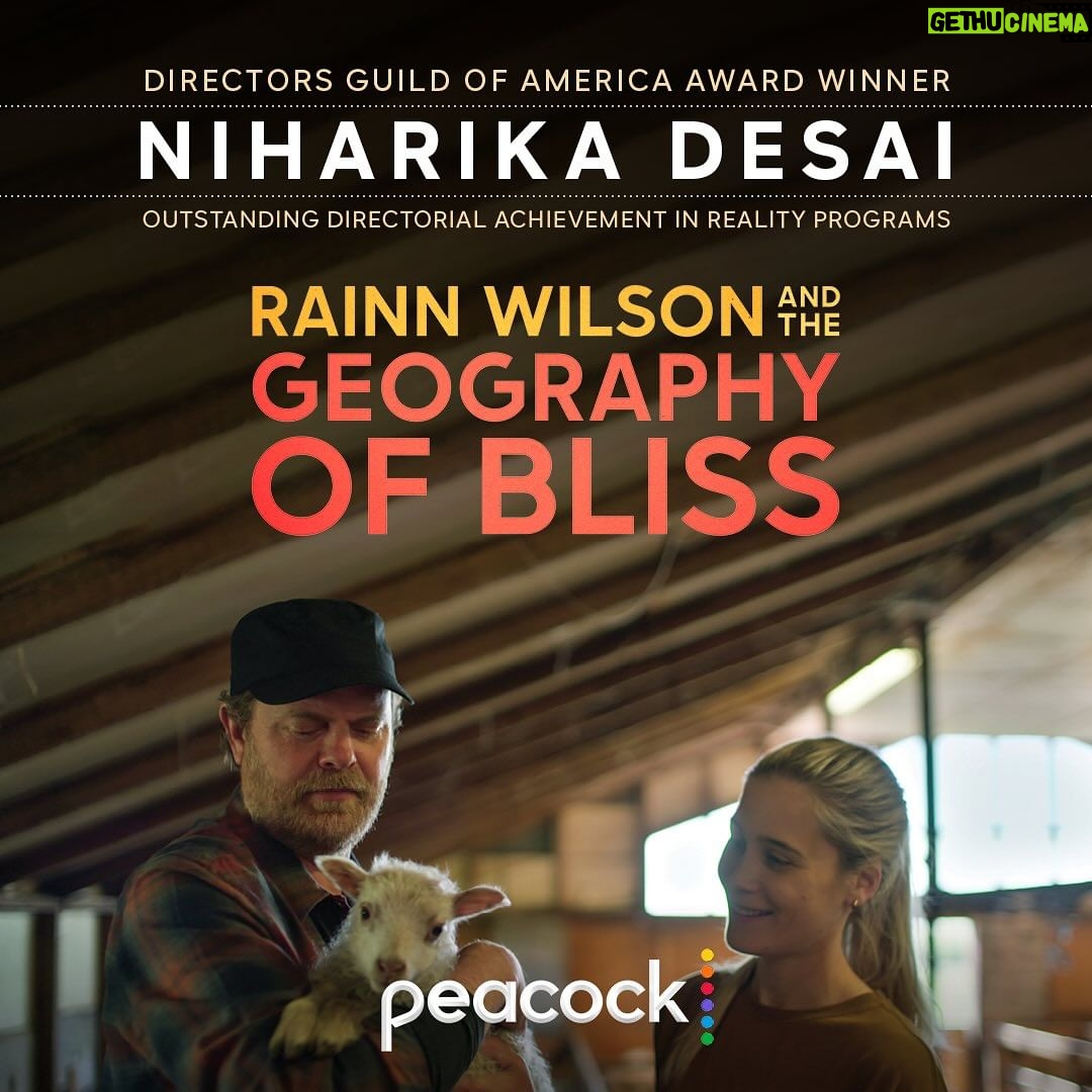 Rainn Wilson Instagram - Congratulations to one of the most brilliant and singular souls I’ve ever gotten to work with. Niharika Desai - whose vision truly made “The Geography of Bliss“ as special and uplifting as it was. #thegeographyofbliss