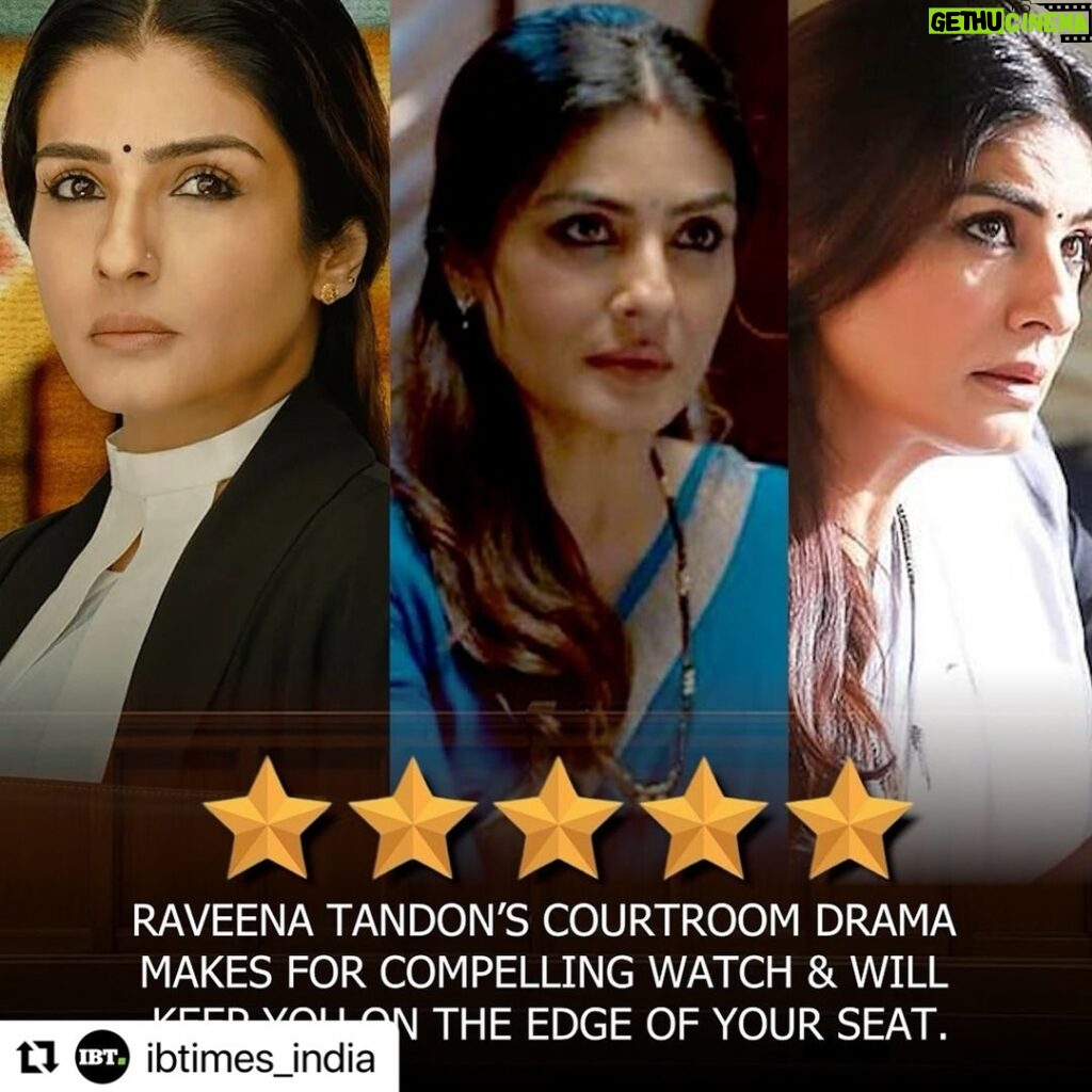 Raveena Tandon Instagram - #Repost @ibtimes_india with @use.repost ・・・ Patna Shukla Review: Raveena Tandon, as a lawyer Tanvi Shukla, is on the quest for justice along with a stellar star cast including Anushka Kaushik, Manav Vij, Chandan Roy Sanyal, Jatin Goswami, and the late Satish Kaushik, among others. Have you watched it yet? @officialraveenatandon @reachdanishmanzoor #raveenatandon #patnashukllaonhotstar @disneyplushotstar