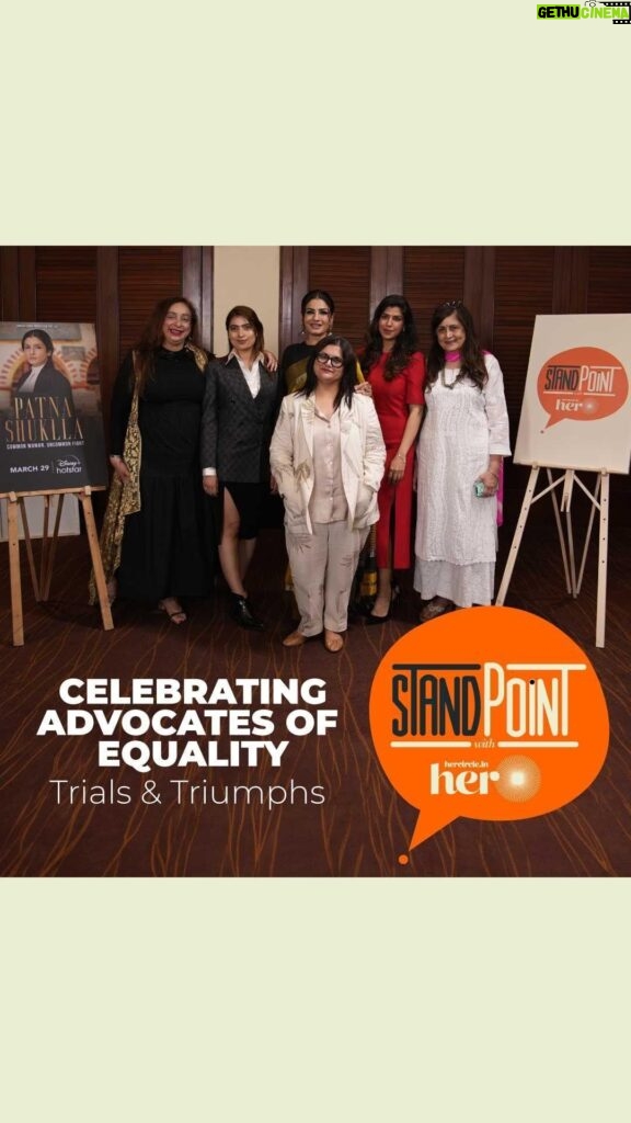 Raveena Tandon Instagram - HER CIRCLE STANDPOINT: These exceptional women, from their roles in cinema to their impact in real-life legal battles, are leading the charge for gender equality. They’re making a strong stand on their point, one case at a time.  Raveena Tandon’s advocacy for women’s rights echoes far beyond the realms of cinema. In the recently released film, Patna Shukla on Disney+ Hotstar, she’s playing the role of a lawyer fighting for justice against an education scam. It’s a must-watch.  From Mrunalini Deshmukh’s extensive career in matrimonial and family law to Sana Raees Khan’s (@sanaraeeskhan ) trailblazing advocacy in criminal law, each panellist embodies resilience and excellence. Vandana Shah’s (@advocate.vandana ) success in divorce law and Priyanka Khimani’s (@priyankakhimani ) ground-breaking contributions to entertainment law added depth to our discussion.  When Raveena met these legal luminaries at Her Circle Standpoint, they united in their commitment to an inclusive legal landscape, bridging the gap between reel and real. To watch the full video, check out the link in Bio   ————————————————————————————————— CEO & Editor-in-Chief: Tanya Chaitanya @tanyachaitanya27 Producer: Iona Chatterjee @ionachatterjee Art Director: Sameer More @sambeingg Lead Social Media & Asst Editor: Karishma Sen @soulkari Videographer: Harish Iyer @whatashotharish Assistant Videographer: Yash Bedi @yashu.bedi_ , Hitesh Naik @hithesh_s_naik Video Editor: Sameer More Styling ( Tanya): Sonali Valecha @sonalivalecha On-location Support: Sonali Valecha, Nikita Bajaj @missbajaj_25 & Alkesh Kadam ————————————————————————————————— #hercircle #hercirclestandpoint #hercirclehasnolimit #patnashukla #raveenatandon #tanyachaitanya #sanaraeeskhan #mrunalinideshmukh #priyankakhimani #vandanashah