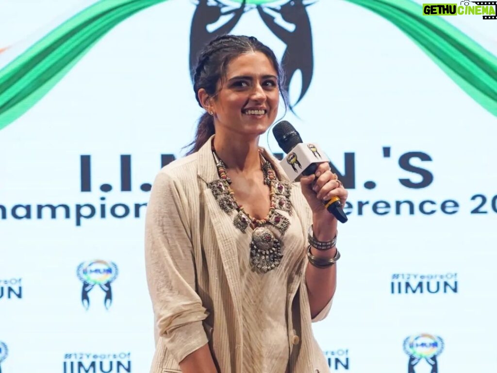 Riddhi Dogra Instagram - The most youthful and cheerful personalities of them all and is someone who brightens up our opening ceremonies like no other! Grateful to have our ceremony hosted by the one and only @iridhidogra at I.I.M.U.N.'s Championship Conference 2023❤️ #iimun #12yearsofiimun #iamiimun