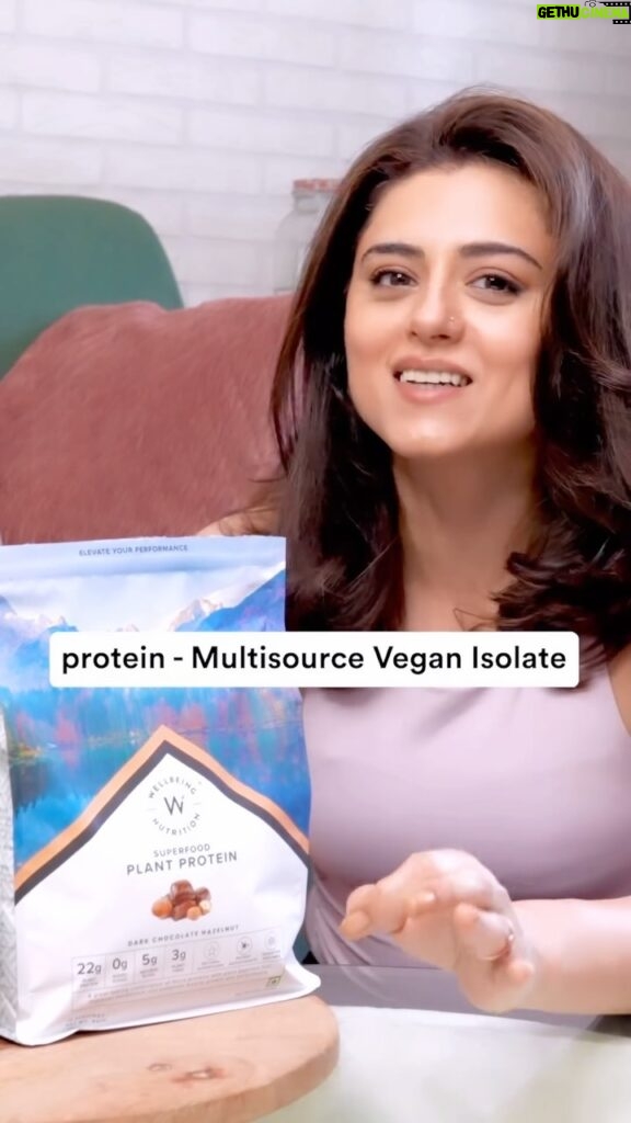 Riddhi Dogra Instagram - After discovering how important protein intake is, I started my journey with @wellbeing.nutrition’s Superfood Plant Protein. I have noticed a major shift in my energy levels since. It is a clean premium - quality protein derived from pea protein isolate, brown rice & chia seeds. It’s a part of all the fun recipes I make for breakfast & takes care of my sweet cravings throughout the day. Just one scoop a day is the perfect addition to complete my nutrition while enhancing my daily workouts. My favorite is the Dark Chocolate Hazelnut flavour ;) You can get it from wwww.wellbeingnutrition.com. It’s also available on Amazon and Nykaa. Go get yours today 🤍 #wellbeing #plantprotein #nutrition #healthandwellness #superfood #workout #health