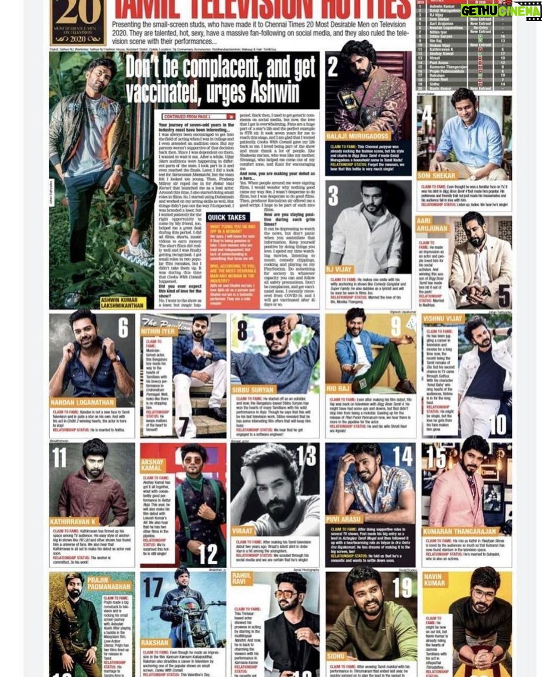 Rio Raj Instagram - Desirable Man ahhh Naanuuuuu π€ͺ 4th Time in a row, Thank you so much @chennaitimestoi for this ! Thanks to everyone who has been supporting me all these years Thank you so much for all the wishes and love β€οΈ Congratulations and wishes to everybody on this list @ashwinkumar_ak Bro π€ @officialbalakrish Thambi ππ» @rjvijayofficial Macha π€ @somshekar_ Kumarrrr π€π»@aariarujunanactor Brother ππ€@nandanloganathan @nithinkrish_iyer @sibbu_suryan @vishnuvijay_offl machaπ€ @kkathirravan macha π€@the__akshay_kamal__ Thambi π€π€@viraat_actor @puvimuthusamy @kumaran_thangarajan Brooo π€@prajinpadmanabhan macha π€ @rakshan_vj adeiii π€£π€ @sidhu_sid_official bro π€@rahul.ravi_ @navinactor_official Bro π€π€