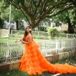 Ruma Sharma Instagram - Wherever you go, let the fairies guide you 🌸 . Shot by - @rajveermultanii HMUA - @fara.charm #rumasharma #fairyaesthetic #orangegown #gowndress #fairygowns #loveforgowns❤️ India