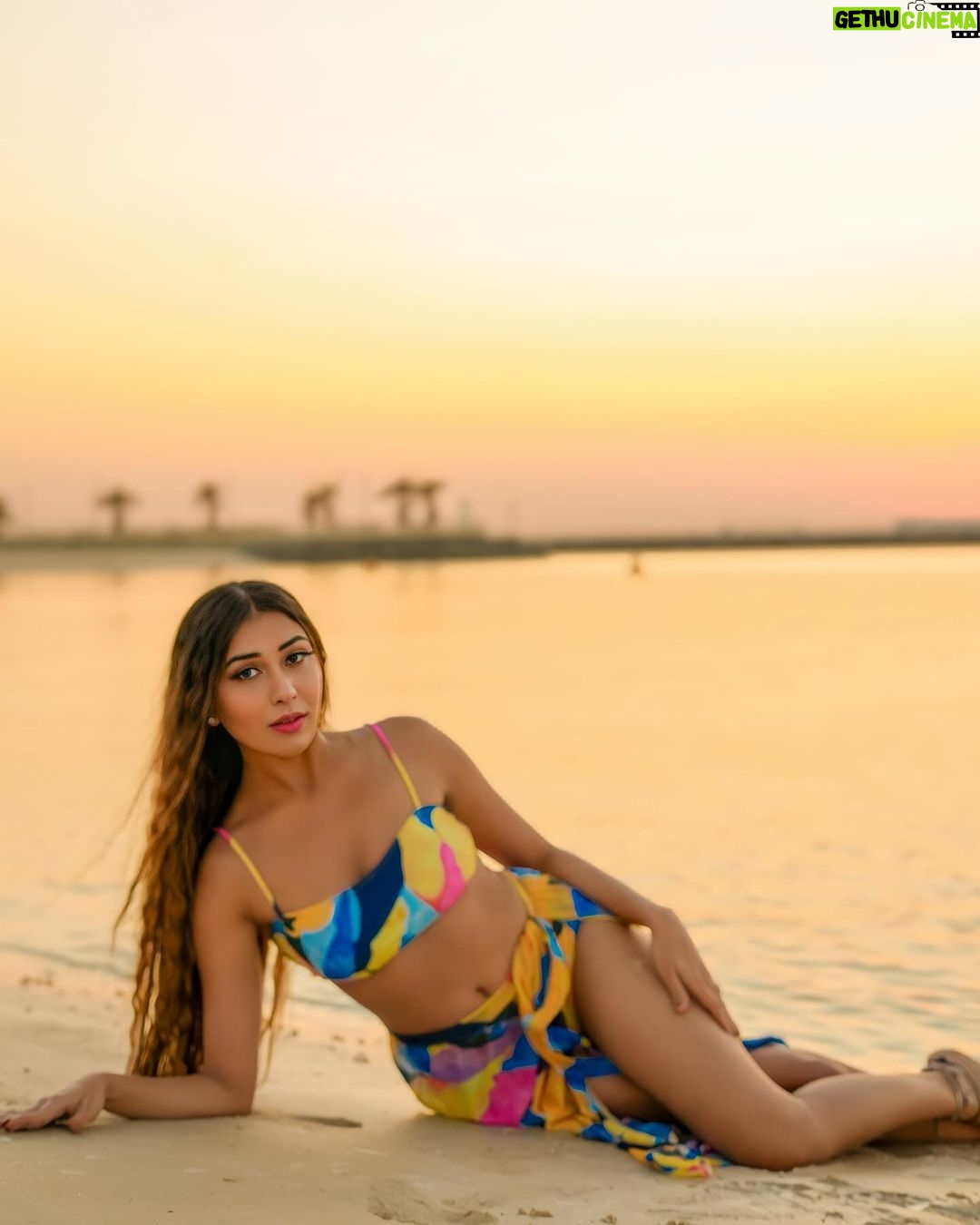 Ruma Sharma Instagram - She’s mad but she’s magic ✨ . . Collaborator - @sugandhevents Edit by - @wasey_rock69 . #rumasharma #bikinilovers #dubaibeach #beachbikini #goldenhourlight #sunsetphotoshoot #swimwearshoot #angelcroshetswimwear #beachbabe Dubai Beach