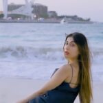 Ruma Sharma Instagram - Saltwater heals everything and the beach is my happy place . . Wearing - @magre.official Shot by - @zaksamuels Edit by - @eunoia_studio__ . #rumasharma #beachandsand #stylewithmagre #magrewoman #satindress #beachshoot #jbrbeach #fashionshoots JBR Beach , Dubai